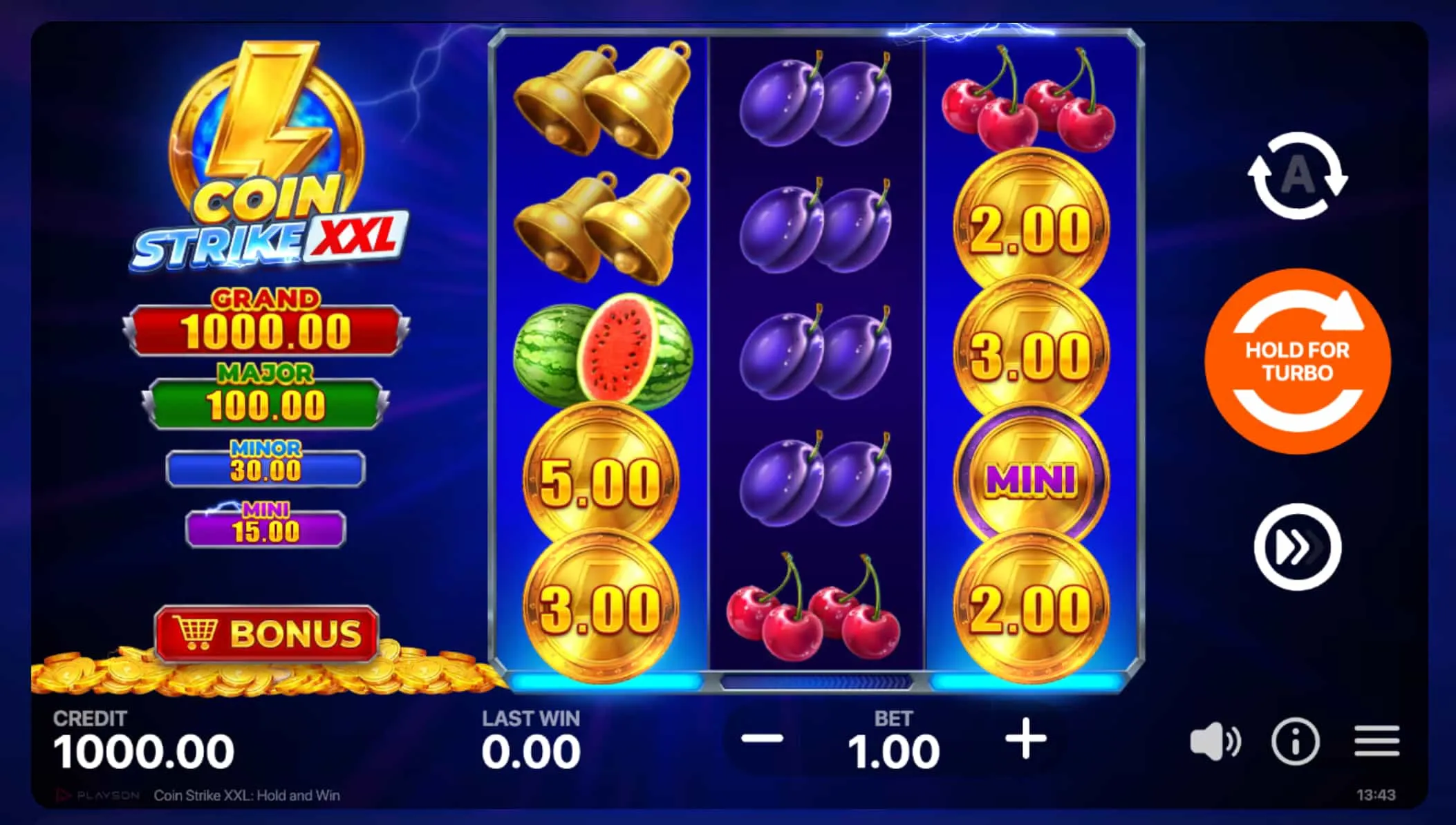 Las tres funciones especiales: Pile of Gold, Strike Bonus y Hold and Win